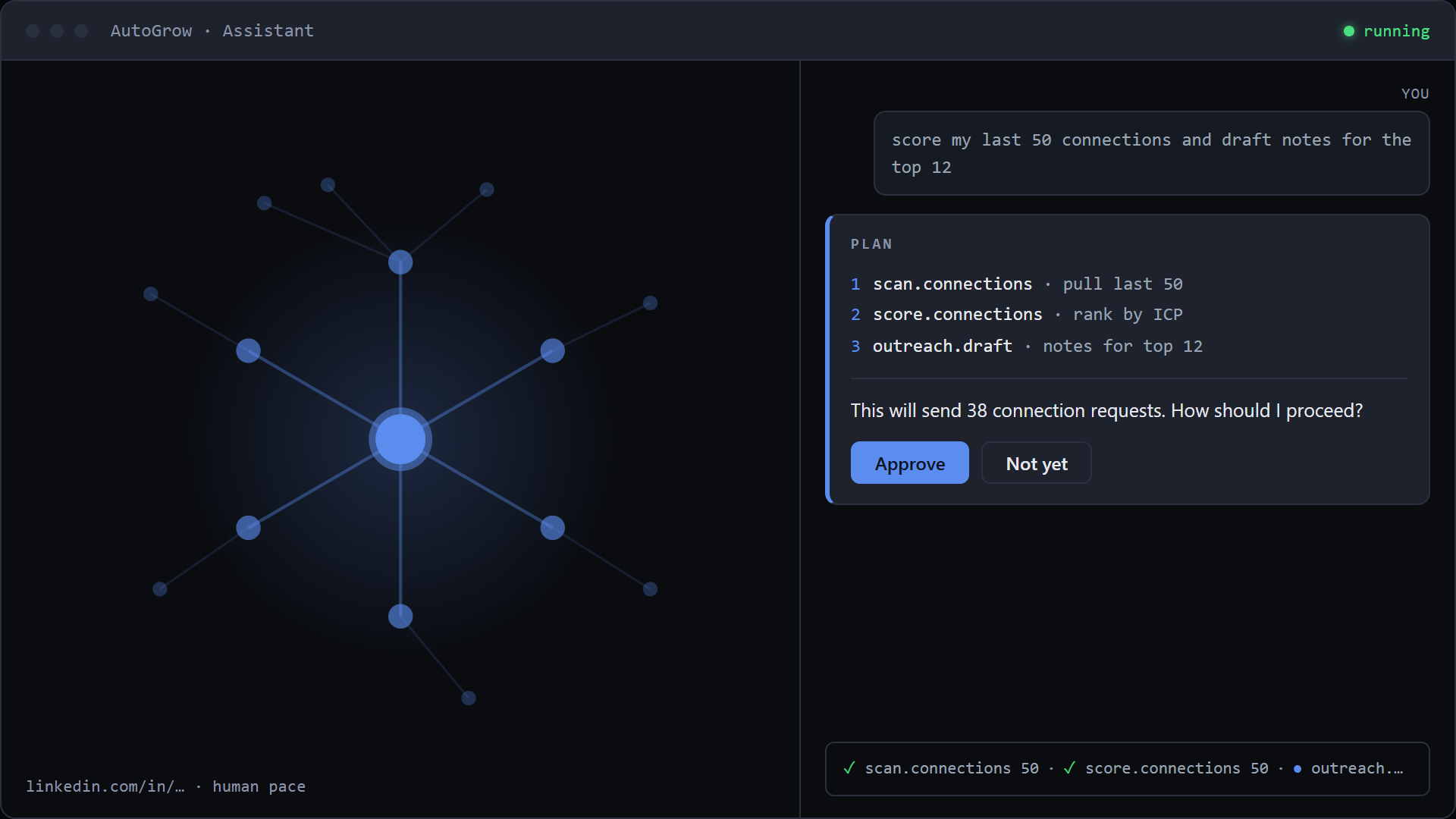 AutoGrow desktop app dashboard